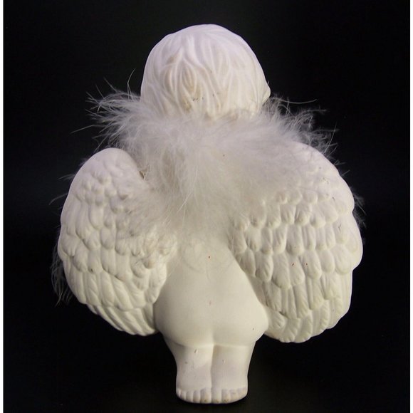 Angel Statue Small Pink Roses Ribbons Cherub Room Decor Memorial 6" - Picture 3 of 8